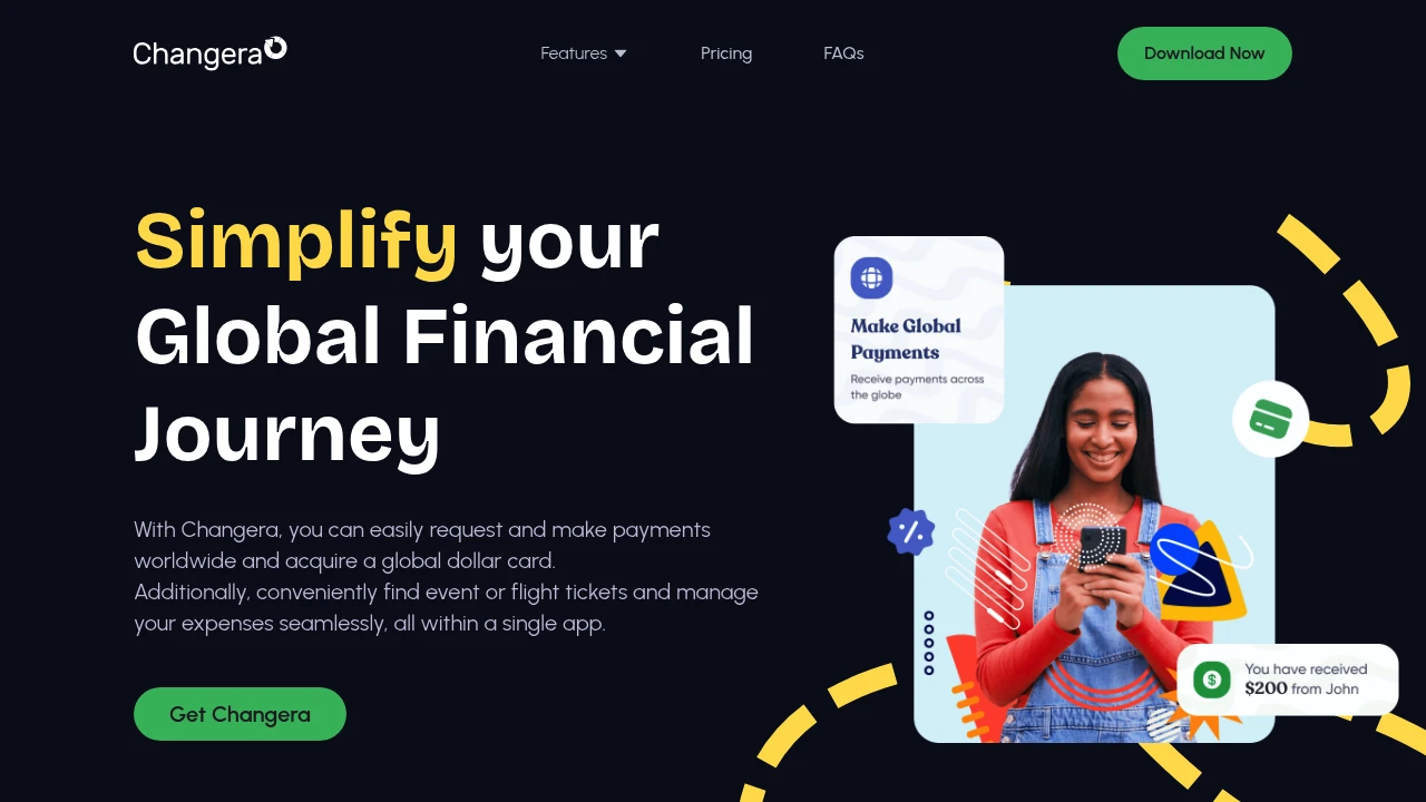 Screenshot of Changera website