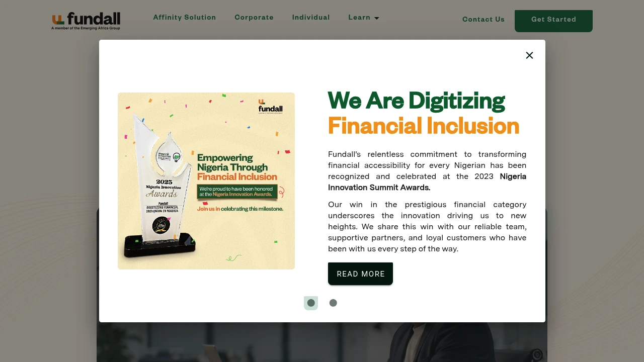Screenshot of Fundall website