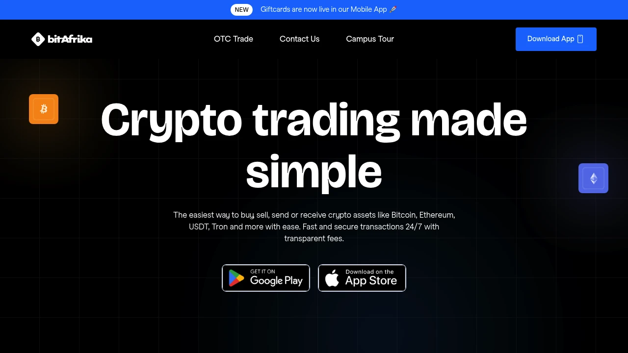 Screenshot of Bitafrika website