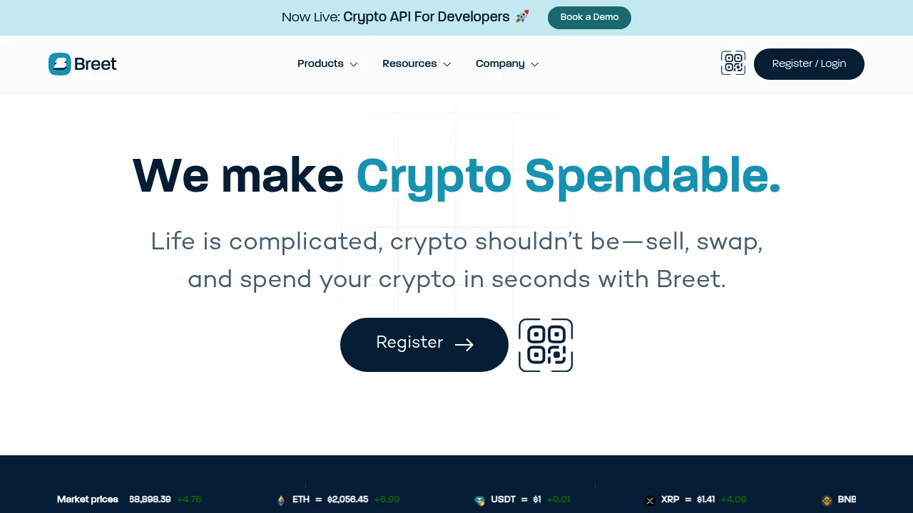 Screenshot of Breet website