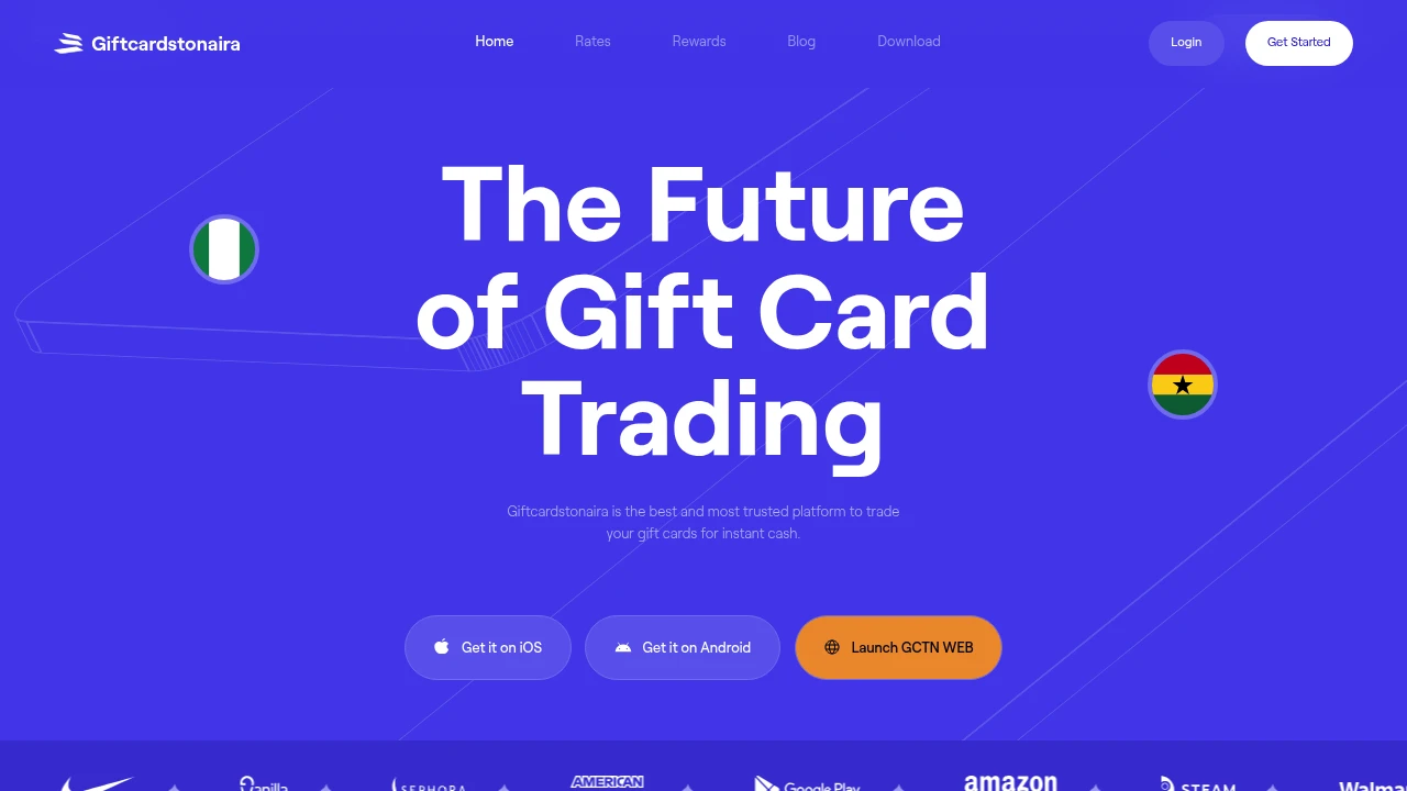 Screenshot of Giftcardstonaira website